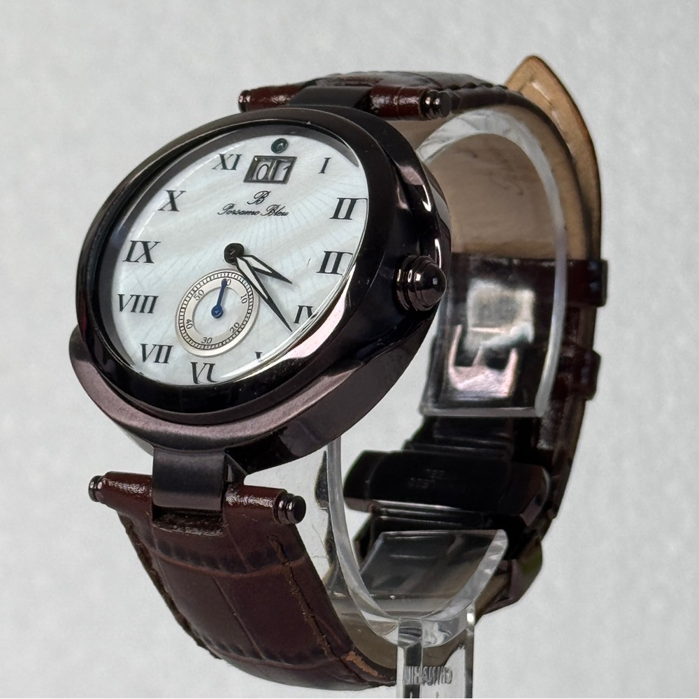 Porsamo Bleu South Sea Brown Leather Metal Strap Stainless Steel Watch Swiss